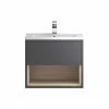 Hudson Reed Coast 600mm Wall Mounted Vanity Unit With Open Shelf & Basin - Grey Gloss/Driftwood -Hudson Reed Shop A BM COGDW 6WMV P
