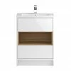 Hudson Reed Coast 600mm Floorstanding 2 Drawer Vanity Unit With Open Shelf & Basin - Gloss White/Coco Bolo -Hudson Reed Shop A BM COWCB 6FDOS P