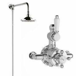 Hudson Reed Traditional Twin Valve With Rigid Riser Kit & Shower Rose - Chrome