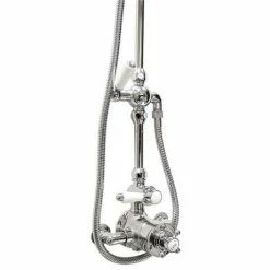 Hudson Reed Twin Shower Valve With Victorian Grand Rigid Riser Kit - Chrome -Hudson Reed Shop A3099 AM312 new d22 375