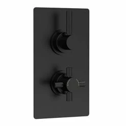 Hudson Reed Tec Pura Twin Concealed Thermostatic Shower Valve - Matt Black - A4003V