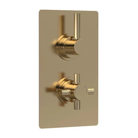 Hudson Reed Tec Pura Twin Concealed Thermostatic Shower Valve - Brushed Brass - A8003V Hudson Reed Tec Pura Twin Concealed Thermostatic Shower Valve - Brushed Brass - A8003V -Hudson Reed Shop A8003V M