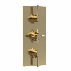 Hudson Reed Tec Pura Plus Concealed Thermostatic Triple Shower Valve With Diverter - Brushed Brass - A8023