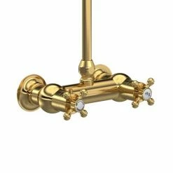 Hudson Reed Brushed Brass Thermostatic Shower Valve With Rigid Riser & Fixed Head - A8118 -Hudson Reed Shop A8118 D1 460