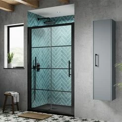 Hudson Reed Apex Matt Black Sliding Shower Door - Various Widths