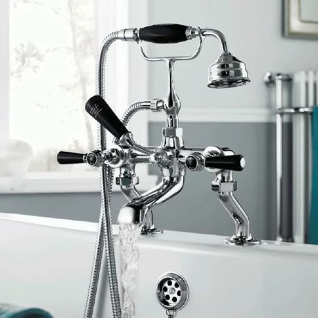 Hudson Reed Topaz Black Lever Deck Mounted Bath Shower Mixer Tap + Shower Kit Hudson Reed Topaz Black Lever Deck Mounted Bath Shower Mixer Tap + Shower Kit -Hudson Reed Shop BC404DLDM d1 460