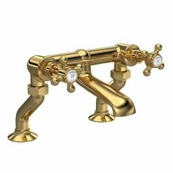 Hudson Reed Brushed Brass Topaz Crosshead Deck Mounted Bath Filler - BC803HX