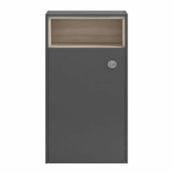 Hudson Reed Coast 600mm WC Unit With Open Shelf - Grey Gloss/Driftwood