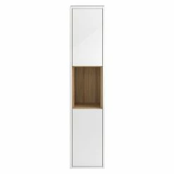 Hudson Reed Coast Wall Hung Tall Unit - Gloss White/Coco Bolo