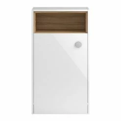 Hudson Reed Coast 600mm WC Unit With Open Shelf - Gloss White/Coco Bolo