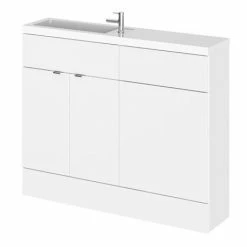 Hudson Reed 1100mm Gloss White Compact Combination Unit (600 Vanity + 500 WC Unit)