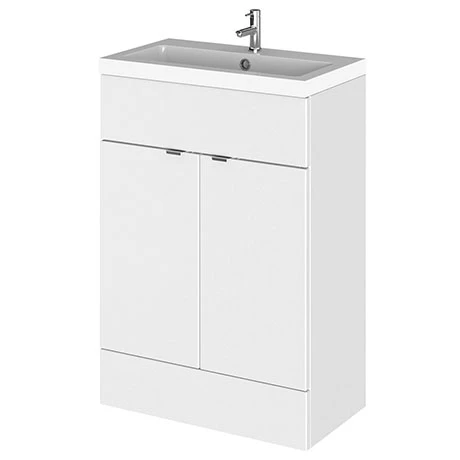 Hudson Reed Fusion Gloss White 605x360mm Vanity Unit & Basin 3 Hudson Reed Fusion Gloss White 605x360mm Vanity Unit & Basin