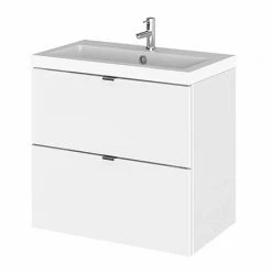 Hudson Reed 600mm Gloss White Full Depth Wall Hung 2-Drawer Unit & Basin