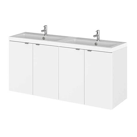 Hudson Reed 1200mm Gloss White Full Depth Wall Hung Unit & Double Basin Hudson Reed 1200mm Gloss White Full Depth Wall Hung Unit & Double Basin -Hudson Reed Shop CBI133 P