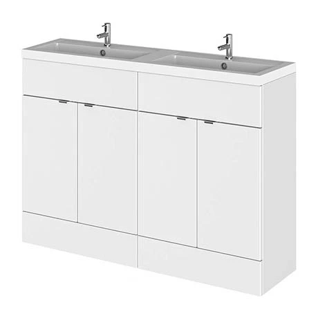 Hudson Reed Fusion 1200mm Gloss White Full Depth Floorstanding Unit & Double Basin Hudson Reed Fusion 1200mm Gloss White Full Depth Floorstanding Unit & Double Basin -Hudson Reed Shop CBI134 P