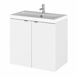 Hudson Reed 600mm Gloss White Full Depth Wall Hung 2-Door Unit & Basin