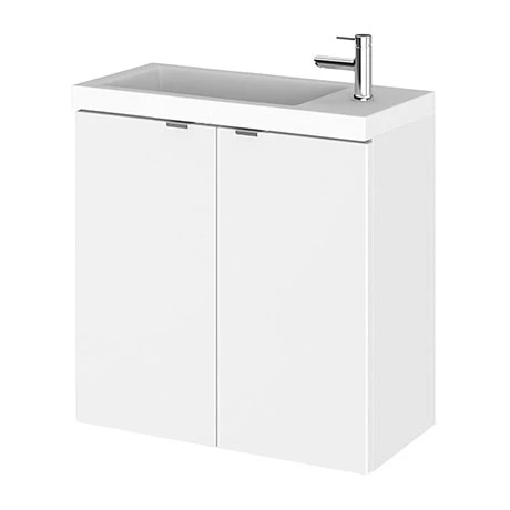 Hudson Reed Fusion 500mm Gloss White Wall Hung Compact Unit & Basin Hudson Reed Fusion 500mm Gloss White Wall Hung Compact Unit & Basin -Hudson Reed Shop CBI138 P