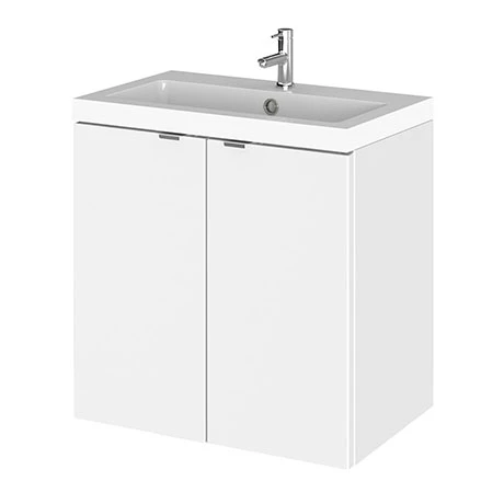 Hudson Reed Fusion 500mm Gloss White Full Depth Wall Hung 2-Door Unit & Basin Hudson Reed Fusion 500mm Gloss White Full Depth Wall Hung 2-Door Unit & Basin -Hudson Reed Shop CBI140 P