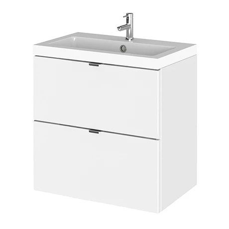 Hudson Reed Fusion 500mm Gloss White Full Depth Wall Hung 2-Drawer Unit & Basin Hudson Reed Fusion 500mm Gloss White Full Depth Wall Hung 2-Drawer Unit & Basin -Hudson Reed Shop CBI141 P