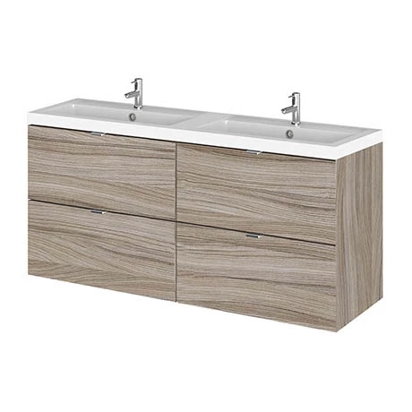 Hudson Reed 1200mm Driftwood Full Depth Wall Hung 4-Drawer Unit & Double Basin Hudson Reed 1200mm Driftwood Full Depth Wall Hung 4-Drawer Unit & Double Basin -Hudson Reed Shop CBI232 P