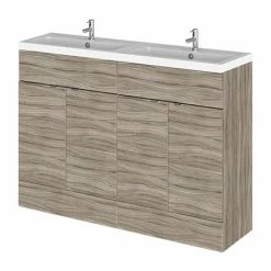 Hudson Reed Fusion 1200mm Driftwood Full Depth Floorstanding Unit & Double Basin