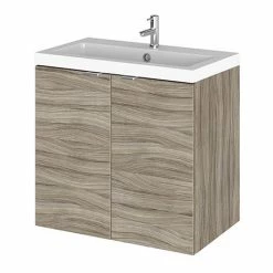 Hudson Reed 600mm Driftwood Full Depth Wall Hung 2-Door Unit & Basin