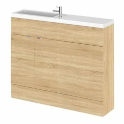 Hudson Reed 1100mm Natural Oak Compact Combination Unit (600 Vanity + 500 WC Unit)
