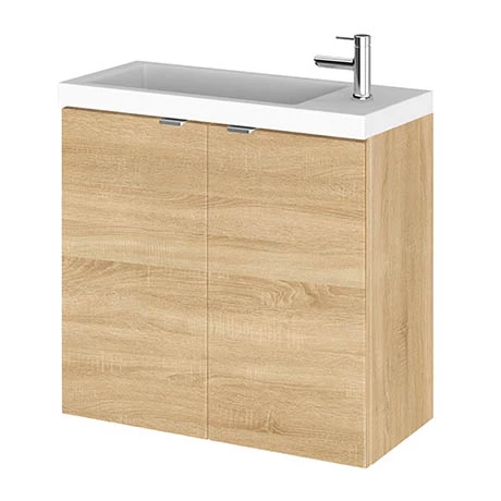 Hudson Reed 600mm Natural Oak Wall Hung Compact Unit & Basin Hudson Reed 600mm Natural Oak Wall Hung Compact Unit & Basin -Hudson Reed Shop CBI329 P