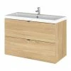Hudson Reed Fusion 800mm Natural Oak Full Depth Wall Hung 2-Drawer Unit & Basin -Hudson Reed Shop CBI331 P