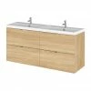 Hudson Reed 1200mm Natural Oak Full Depth Wall Hung 4-Drawer Unit & Double Basin 2 Hudson Reed 1200mm Natural Oak Full Depth Wall Hung 4-Drawer Unit & Double Basin -Hudson Reed Shop CBI332 P