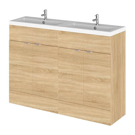 Hudson Reed Fusion 1200mm Natural Oak Full Depth Floorstanding Unit & Double Basin Hudson Reed Fusion 1200mm Natural Oak Full Depth Floorstanding Unit & Double Basin -Hudson Reed Shop CBI334 P