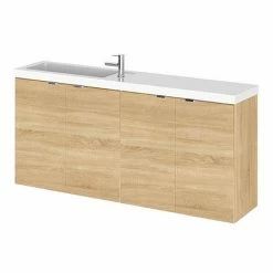 Hudson Reed 1200mm Natural Oak Wall Hung Compact Combination Unit (600 Vanity X 2)