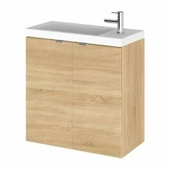 Hudson Reed 500mm Natural Oak Wall Hung Compact Unit & Basin