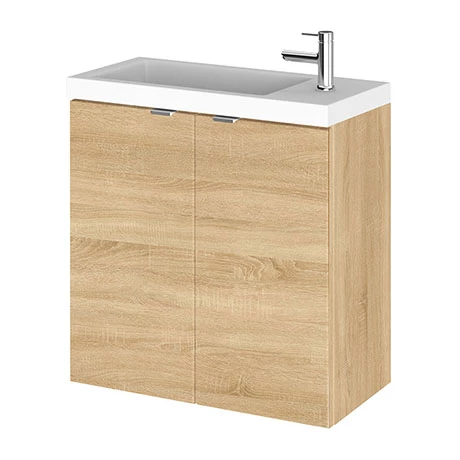 Hudson Reed 500mm Natural Oak Wall Hung Compact Unit & Basin 3 Hudson Reed 500mm Natural Oak Wall Hung Compact Unit & Basin