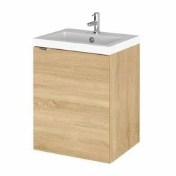 Hudson Reed Fusion 400mm Natural Oak Full Depth Wall Hung Unit & Basin