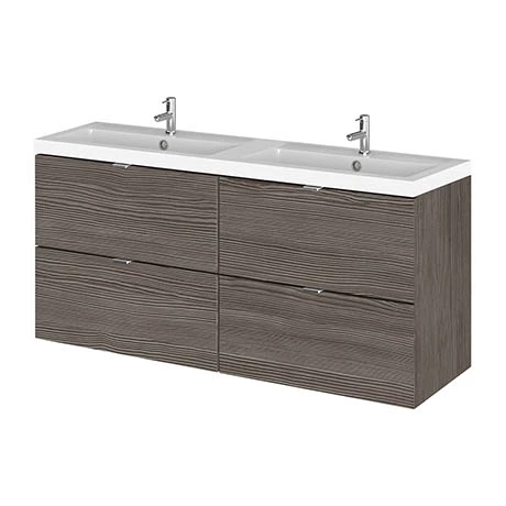 Hudson Reed 1200mm Grey Avola Full Depth Wall Hung 4-Drawer Unit & Double Basin Hudson Reed 1200mm Grey Avola Full Depth Wall Hung 4-Drawer Unit & Double Basin -Hudson Reed Shop CBI532 P