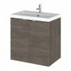 Hudson Reed Fusion 500mm Grey Avola Full Depth Wall Hung 2-Door Unit & Basin -Hudson Reed Shop CBI540 P