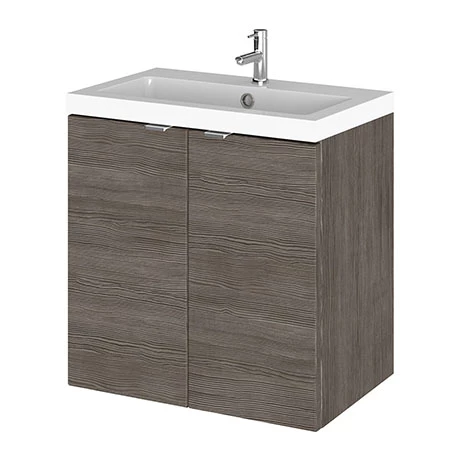 Hudson Reed Fusion 500mm Grey Avola Full Depth Wall Hung 2-Door Unit & Basin Hudson Reed Fusion 500mm Grey Avola Full Depth Wall Hung 2-Door Unit & Basin -Hudson Reed Shop CBI540 P