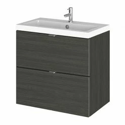 Hudson Reed 600mm Hacienda Black Full Depth Wall Hung 2-Drawer Unit & Basin
