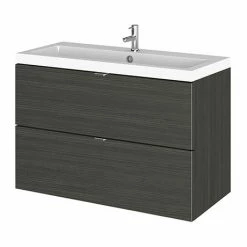 Hudson Reed Fusion 800mm Hacienda Black Full Depth Wall Hung 2-Drawer Unit & Basin