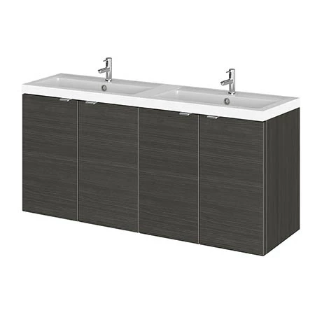 Hudson Reed 1200mm Hacienda Black Full Depth Wall Hung Unit & Double Basin 3 Hudson Reed 1200mm Hacienda Black Full Depth Wall Hung Unit & Double Basin