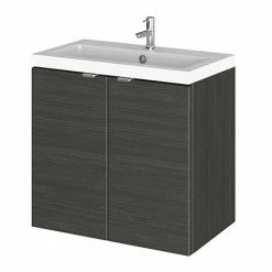 Hudson Reed 600mm Hacienda Black Full Depth Wall Hung 2-Door Unit & Basin