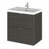 Hudson Reed Fusion 500mm Hacienda Black Full Depth Wall Hung 2-Drawer Unit & Basin -Hudson Reed Shop CBI641 P