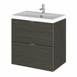 Hudson Reed Fusion 500mm Hacienda Black Full Depth Wall Hung 2-Drawer Unit & Basin