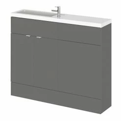 Hudson Reed 1100mm Gloss Grey Compact Combination Unit (600 Vanity + 500 WC Unit)