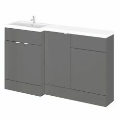 Hudson Reed Fusion 1500mm Gloss Grey Combination Unit (600 Vanity, 400 Base Unit + 500 WC Unit)