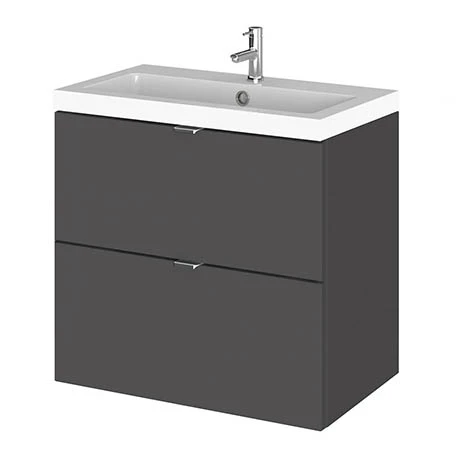 Hudson Reed 600mm Gloss Grey Full Depth Wall Hung 2-Drawer Unit & Basin Hudson Reed 600mm Gloss Grey Full Depth Wall Hung 2-Drawer Unit & Basin -Hudson Reed Shop CBI930 P