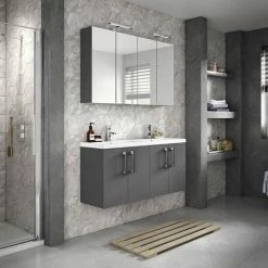 Hudson Reed 1200mm Gloss Grey Wall Hung Combination Unit & Double Basin (600 Vanity X 2) 5 Hudson Reed 1200mm Gloss Grey Wall Hung Combination Unit & Double Basin (600 Vanity X 2) -Hudson Reed Shop CBI933 D2 460