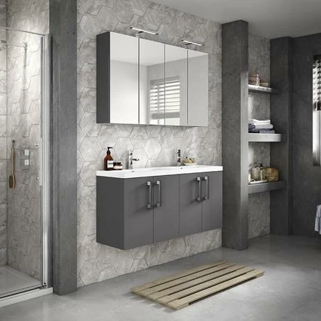 Hudson Reed 1200mm Gloss Grey Wall Hung Combination Unit & Double Basin (600 Vanity x 2) Hudson Reed 1200mm Gloss Grey Wall Hung Combination Unit & Double Basin (600 Vanity X 2) -Hudson Reed Shop CBI933 D2 460