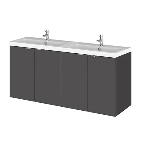 Hudson Reed 1200mm Gloss Grey Wall Hung Combination Unit & Double Basin (600 Vanity x 2) Hudson Reed 1200mm Gloss Grey Wall Hung Combination Unit & Double Basin (600 Vanity X 2) -Hudson Reed Shop CBI933 P